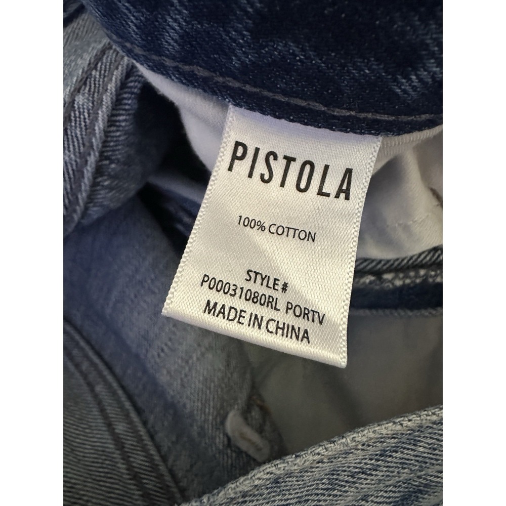 Pistola Alice Denim Maxi Skirt Distressed Raw Hem Front High Slit Cotton Size 27 - Picture 12 of 15